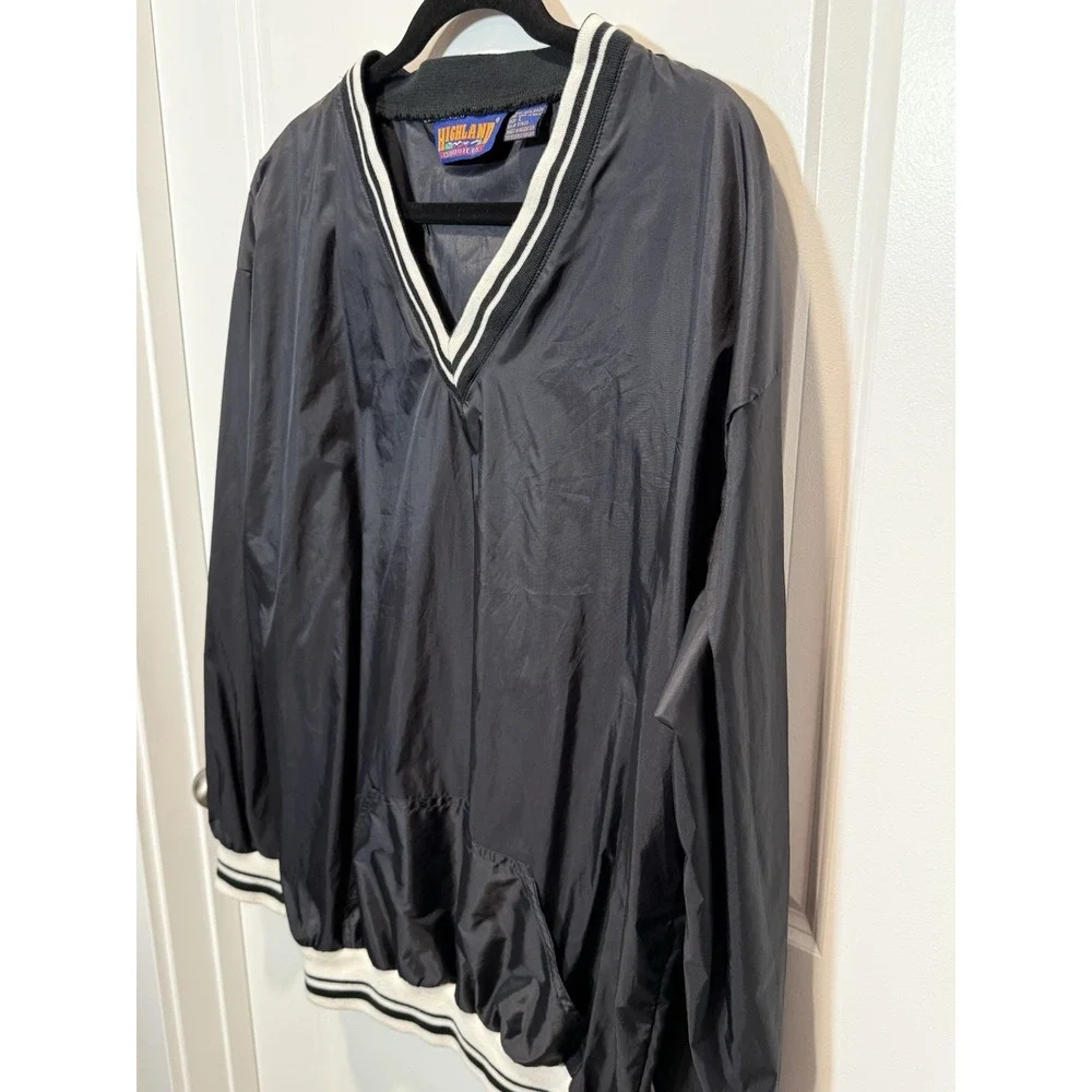 VTG Highland Outfitters Black V Neck Pullover Windbreaker‎ Jacket Men's Large L